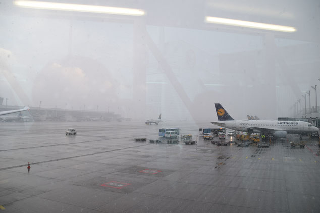 München空港。着いた途端に大雪が